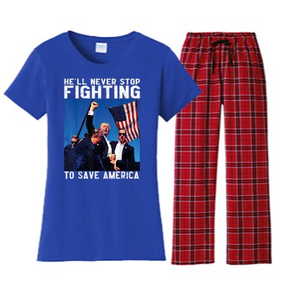 HeLl Never Stop Fighting To Save America Political Saying Cool Gift Women's Flannel Pajama Set