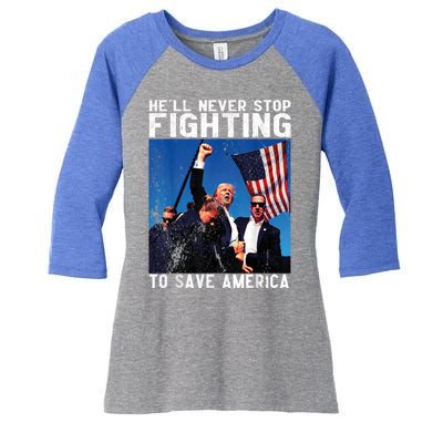 HeLl Never Stop Fighting To Save America Political Saying Cool Gift Women's Tri-Blend 3/4-Sleeve Raglan Shirt