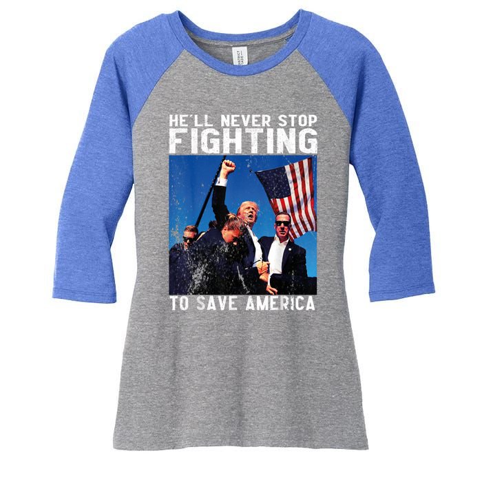 HeLl Never Stop Fighting To Save America Political Saying Cool Gift Women's Tri-Blend 3/4-Sleeve Raglan Shirt