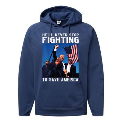 HeLl Never Stop Fighting To Save America Political Saying Cool Gift Performance Fleece Hoodie