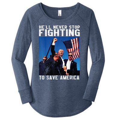 HeLl Never Stop Fighting To Save America Political Saying Cool Gift Women's Perfect Tri Tunic Long Sleeve Shirt