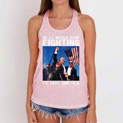 HeLl Never Stop Fighting To Save America Political Saying Cool Gift Women's Knotted Racerback Tank