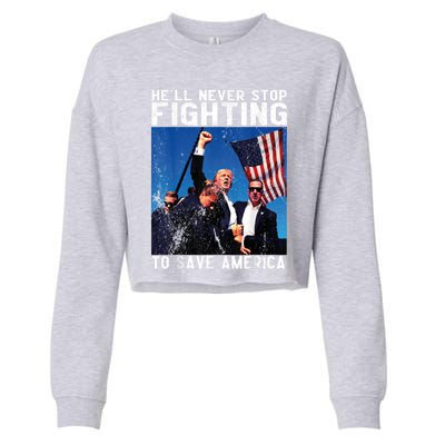 HeLl Never Stop Fighting To Save America Political Saying Cool Gift Cropped Pullover Crew