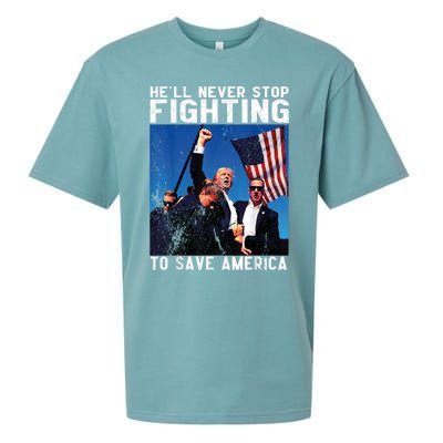 HeLl Never Stop Fighting To Save America Political Saying Cool Gift Sueded Cloud Jersey T-Shirt