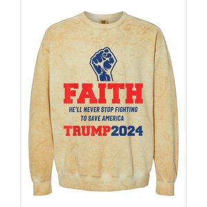 HeLl Never Stop Fighting To Save America Trump 2024 Colorblast Crewneck Sweatshirt