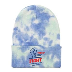 HeLl Never Stop Fighting To Save America Trump 2024 Tie Dye 12in Knit Beanie