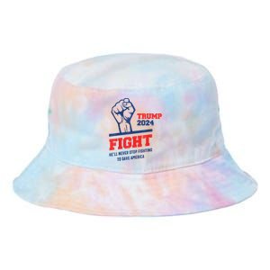 HeLl Never Stop Fighting To Save America Trump 2024 Tie Dye Newport Bucket Hat