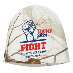 HeLl Never Stop Fighting To Save America Trump 2024 Kati - Camo Knit Beanie