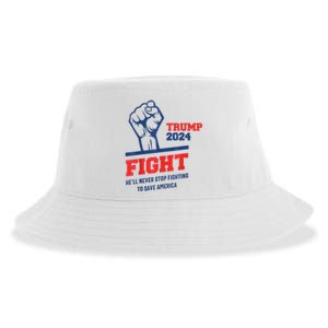 HeLl Never Stop Fighting To Save America Trump 2024 Sustainable Bucket Hat