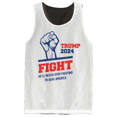 HeLl Never Stop Fighting To Save America Trump 2024 Mesh Reversible Basketball Jersey Tank