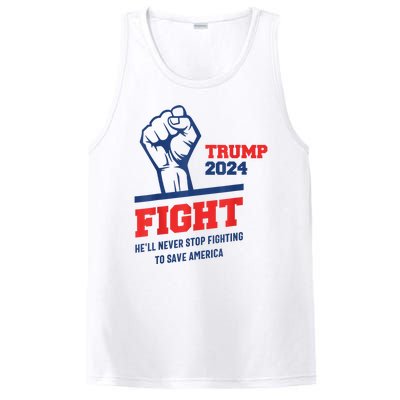 HeLl Never Stop Fighting To Save America Trump 2024 PosiCharge Competitor Tank