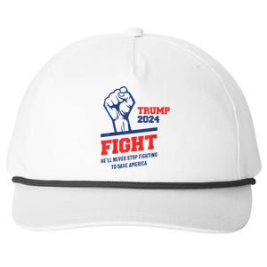 HeLl Never Stop Fighting To Save America Trump 2024 Snapback Five-Panel Rope Hat