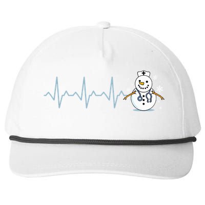 Heartbeat Nurse Snowman Nurse Christmas Snapback Five-Panel Rope Hat