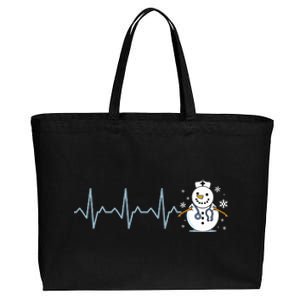 Heartbeat Nurse Snowman Nurse Christmas Cotton Canvas Jumbo Tote