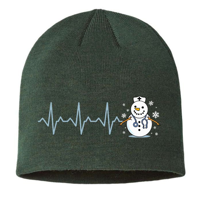 Heartbeat Nurse Snowman Nurse Christmas Sustainable Beanie