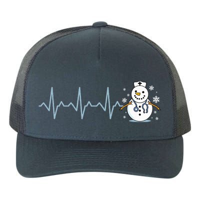 Heartbeat Nurse Snowman Nurse Christmas Yupoong Adult 5-Panel Trucker Hat