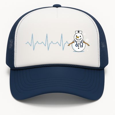 Heartbeat Nurse Snowman Nurse Christmas Trucker Hat