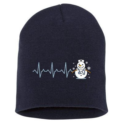 Heartbeat Nurse Snowman Nurse Christmas Short Acrylic Beanie