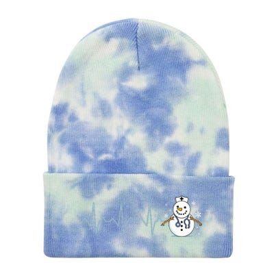 Heartbeat Nurse Snowman Nurse Christmas Tie Dye 12in Knit Beanie