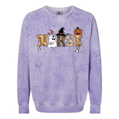 Halloween Nurse Spooky Nurse Health Care Team Squad Colorblast Crewneck Sweatshirt