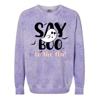 Halloween Nurse Say Boo To The Flu Colorblast Crewneck Sweatshirt