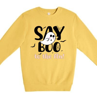 Halloween Nurse Say Boo To The Flu Premium Crewneck Sweatshirt