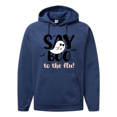 Halloween Nurse Say Boo To The Flu Performance Fleece Hoodie