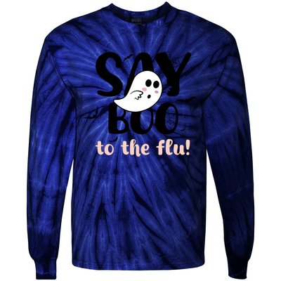 Halloween Nurse Say Boo To The Flu Tie-Dye Long Sleeve Shirt