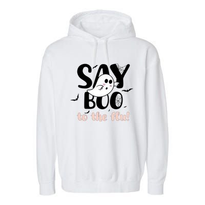 Halloween Nurse Say Boo To The Flu Garment-Dyed Fleece Hoodie