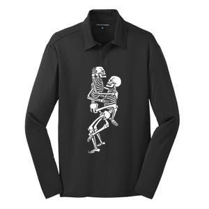 Halloween Naughty Sexy Skeleton Silk Touch Performance Long Sleeve Polo