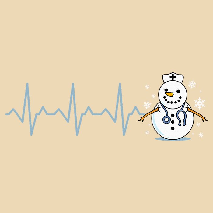Heartbeat Nurse Snowman Nurse Christmas Drawstring Bag