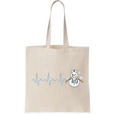 Heartbeat Nurse Snowman Nurse Christmas Tote Bag