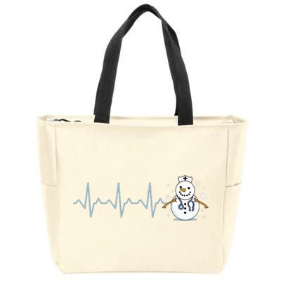 Heartbeat Nurse Snowman Nurse Christmas Zip Tote Bag