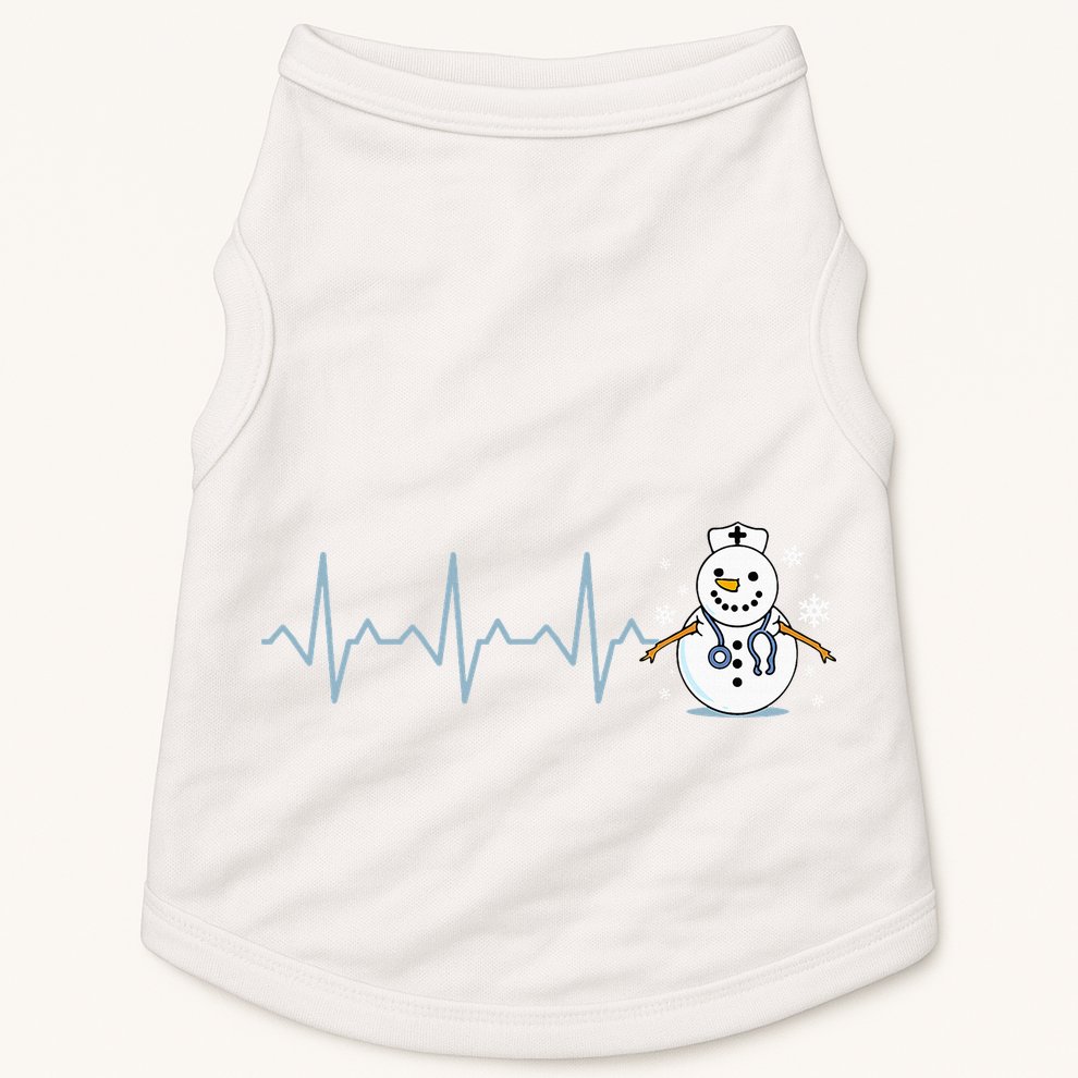 Heartbeat Nurse Snowman Nurse Christmas Doggie Tank