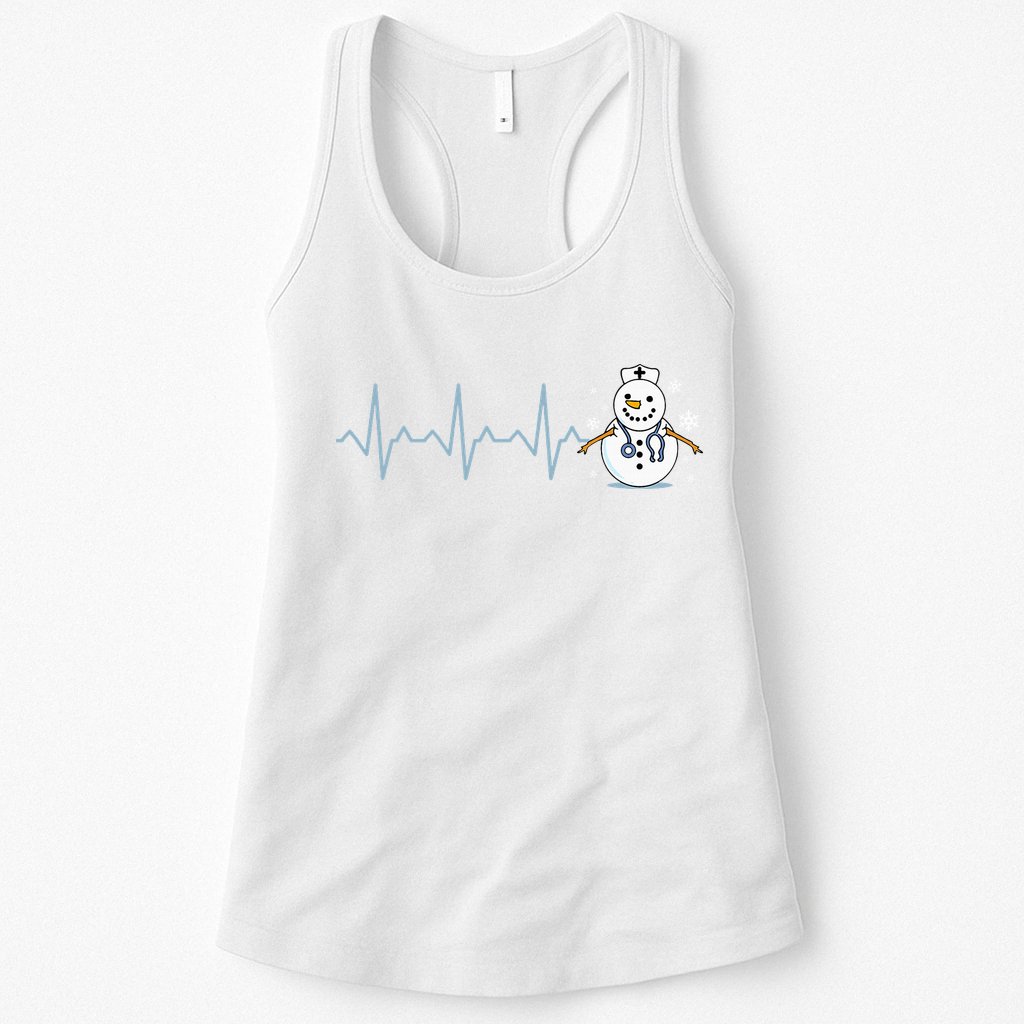 Heartbeat Nurse Snowman Nurse Christmas Womens Tank Top