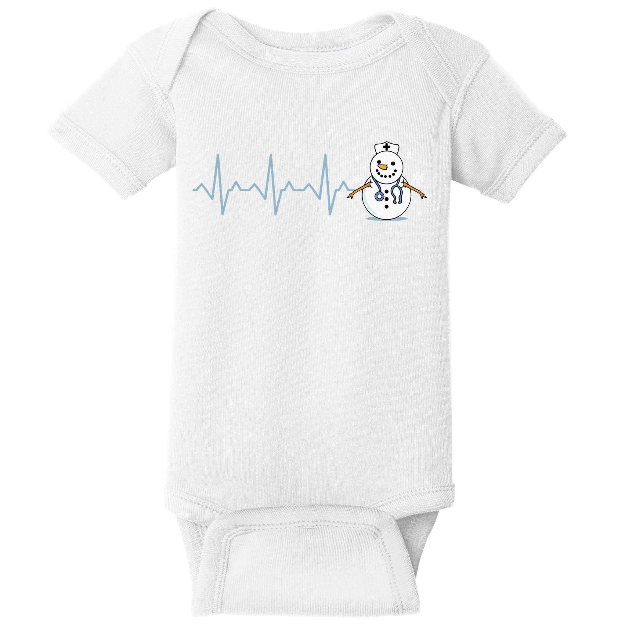 Heartbeat Nurse Snowman Nurse Christmas Baby Bodysuit