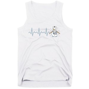 Heartbeat Nurse Snowman Nurse Christmas Tank Top