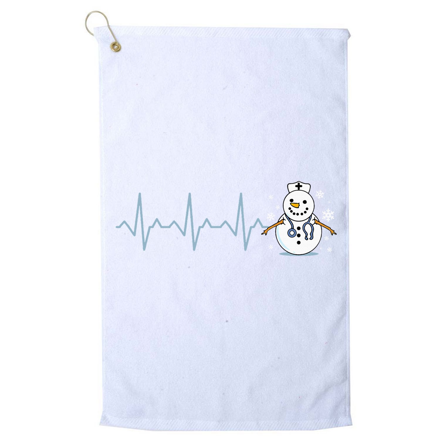 Heartbeat Nurse Snowman Nurse Christmas Golf Towel