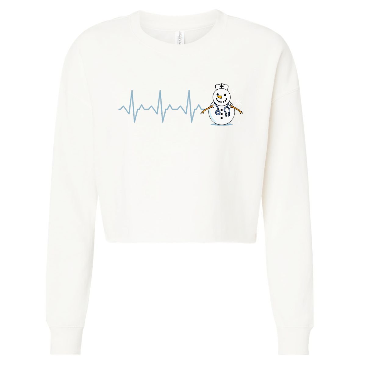Heartbeat Nurse Snowman Nurse Christmas Cropped Pullover Crew