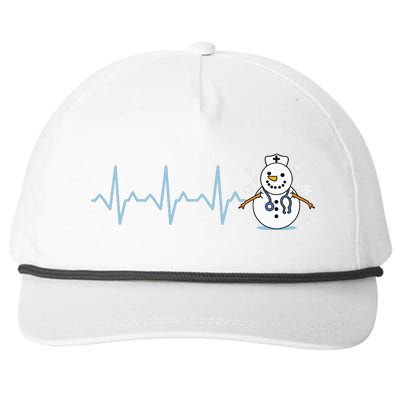 Heartbeat Nurse Snowman Nurse Christmas Snapback Five-Panel Rope Hat