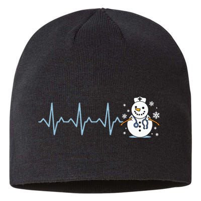 Heartbeat Nurse Snowman Nurse Christmas Sustainable Beanie