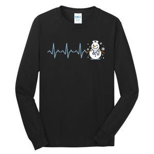 Heartbeat Nurse Snowman Nurse Christmas Tall Long Sleeve T-Shirt