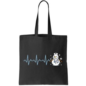 Heartbeat Nurse Snowman Nurse Christmas Tote Bag