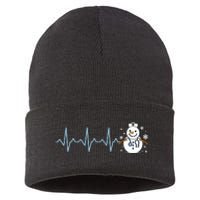 Heartbeat Nurse Snowman Nurse Christmas Sustainable Knit Beanie