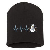 Heartbeat Nurse Snowman Nurse Christmas Short Acrylic Beanie