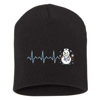 Heartbeat Nurse Snowman Nurse Christmas Short Acrylic Beanie