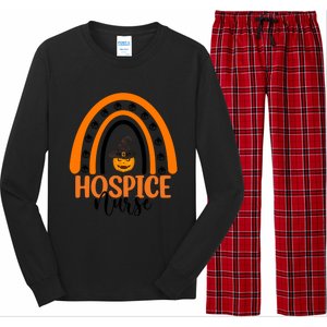 Hospice Nurse Spooky Halloween Pumpkin Rainbow Nursing Gift Long Sleeve Pajama Set