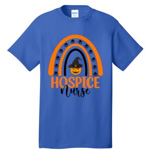 Hospice Nurse Spooky Halloween Pumpkin Rainbow Nursing Gift Tall T-Shirt