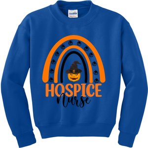 Hospice Nurse Spooky Halloween Pumpkin Rainbow Nursing Gift Kids Sweatshirt