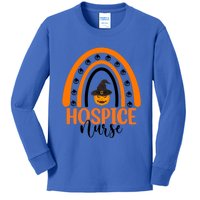 Hospice Nurse Spooky Halloween Pumpkin Rainbow Nursing Gift Kids Long Sleeve Shirt